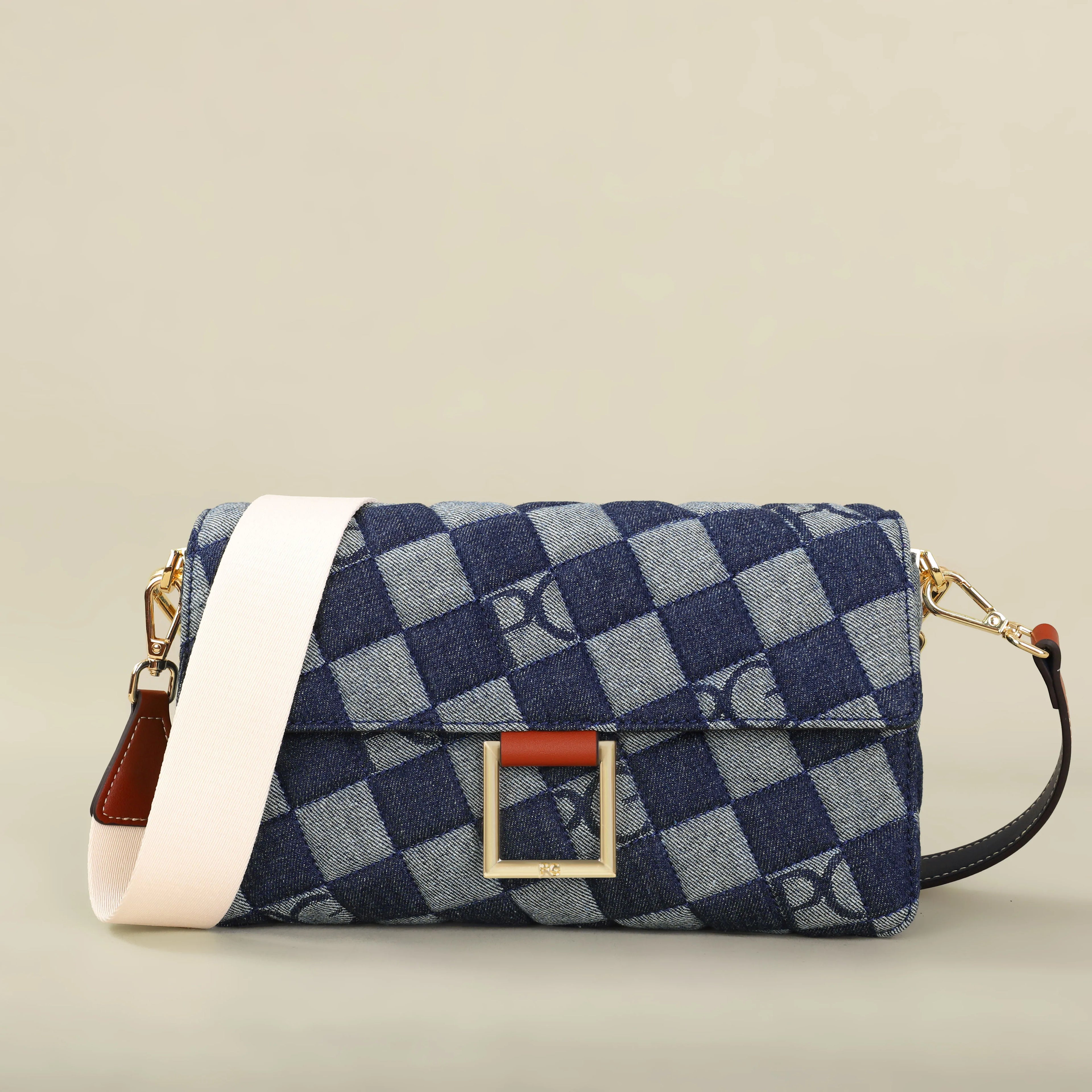 PG PATSY GARIS Women's Designer Embroidered Crossbody Bag – Luxury Geometric Shoulder Satchel