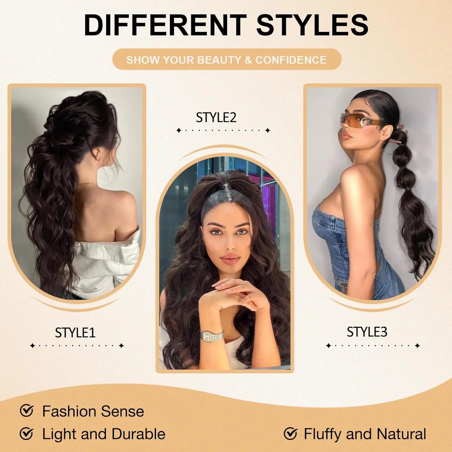 24-Inch (60 cm) Synthetic Drawstring Clip-In Ponytail Extension – Long Afro Curly Fluffy Hair for Women