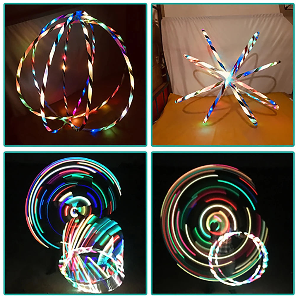 LED Luminous Hula Hoop 60cm (24in) Detachable Fitness Hoop – 14-LED Waist Exercise for Weight Loss