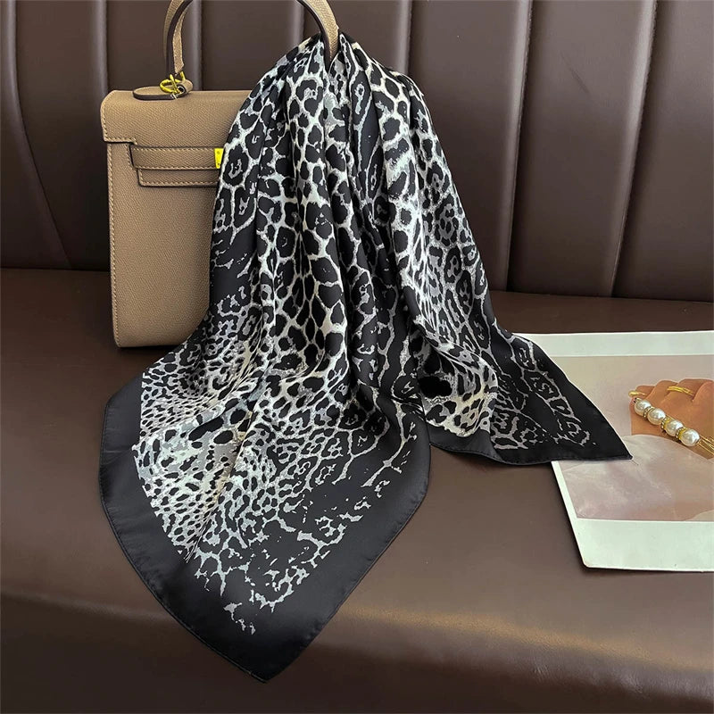 Luxury Satin Square Scarf 70 x 70 cm (27.6 x 27.6 in) – Silk-Feel Polyester Shawl Hijab Neckerchief Hair Ribbon Headband Bandana