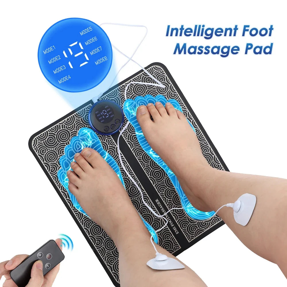 Electric EMS Foot Massager Pad with Remote – Acupoint Stimulation for Pain Relief & Improved Circulation