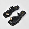 Women's Retro PU Slip-On Sandals Low Square Heel Mules with Latex Foam Insole