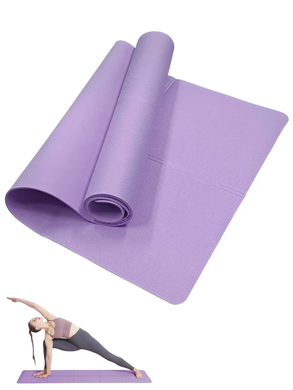 Non-Slip Yoga & Pilates Mat 173 x 60 cm (68 x 24 in) — 3/4/6 mm Travel Exercise Mat for Women Home Gym