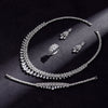 Bridal Cubic Zirconia Jewelry Set – Necklace, Bracelet, Earrings and Ring, 24K Gold/White Gold Plated Geometric Wedding Set