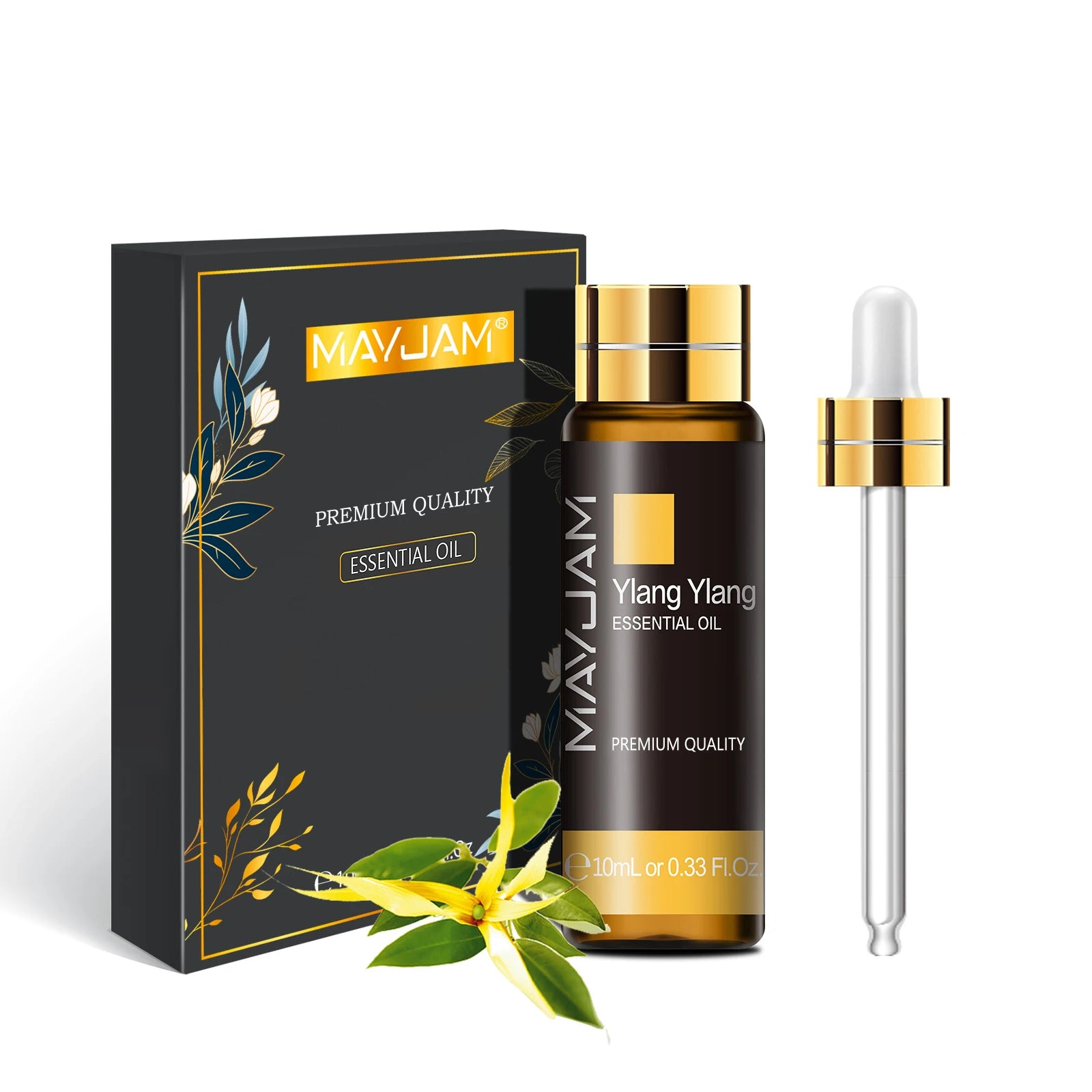 MAYJAM 10ml Pure Essential Oil with Dropper – Aromatherapy Diffuser & Humidifier Oil (Lavender, Eucalyptus, Vanilla, Sandalwood, Camphor) – Gift Box