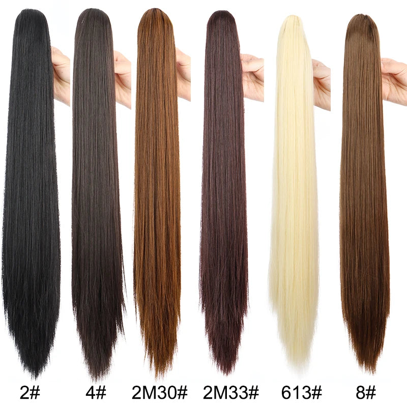 24-Inch (61 cm) Clip-In Straight Ponytail Hair Extension, Heat-Resistant Synthetic Claw Clip for Women, Blonde/Black