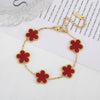 Adjustable Stainless Steel Five-Flower Clover Bracelet for Women Gold Rose Gold Silver