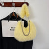 Faux Fur Armpit Shoulder Bag with Chain, Fluffy Underarm Purse for Women Winter Furry Tote Handbag