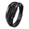 Braided Leather Rope Bracelet with Stainless Steel Magnetic Clasp, Unisex Charm Bangle — 21 cm (8.3 in)