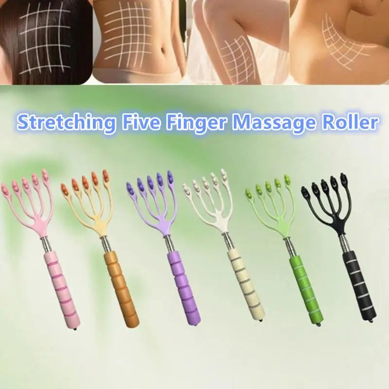 Five-Finger Handheld Head Massager Scalp & Neck Roller for Stress Relief Spa Hair Care