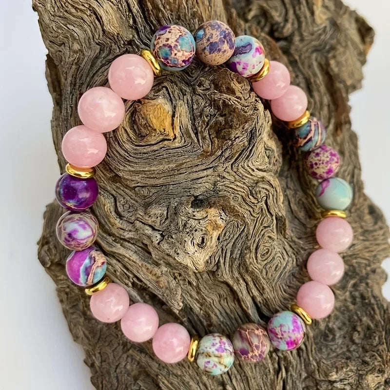 Attract Love Beaded Bracelet – Women's Imperial Jasper & Rose Quartz Gemstone Bracelet