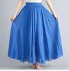 Cotton Linen Ankle-Length Maxi Skirt for Women, Y2K Harajuku Casual Streetwear, Shirred Waist