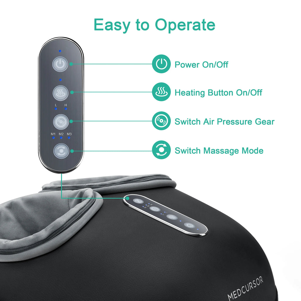 Medcursor Shiatsu Foot Massager with Heat & Rollers - Electric Fully-Wrapped Foot Massage for Muscle Relaxation & Pain Relief