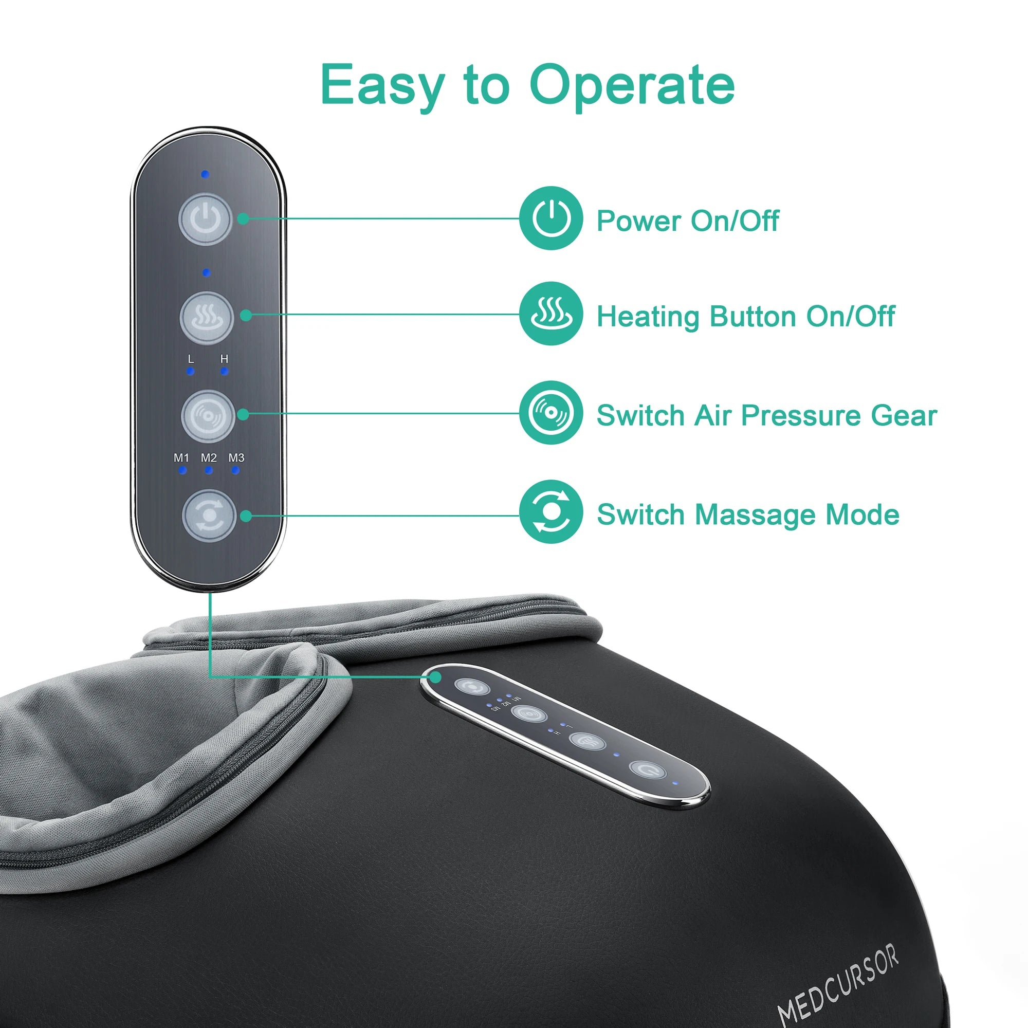 Medcursor Shiatsu Foot Massager with Heat & Rollers - Electric Fully-Wrapped Foot Massage for Muscle Relaxation & Pain Relief