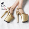 Gold Stiletto Platform Sandals for Women — 15cm / 17cm / 20cm High Heels (Pole Dance, Club, Catwalk)
