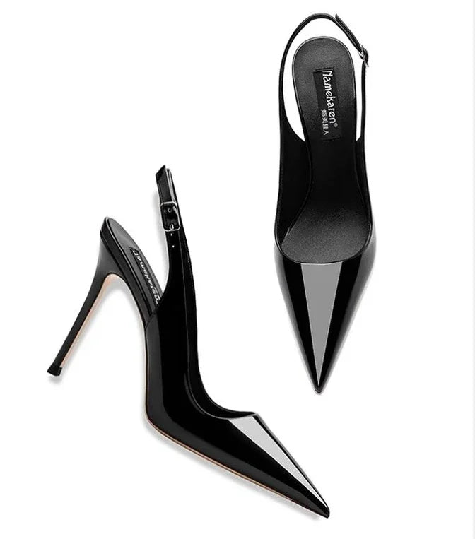 Pointed Toe Patent PU Strappy Stiletto Heels — Platform Party Sandals for Women