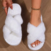 Women's Faux Fur Shearling Slippers — Cozy Indoor Slip-On with Instep & Toe Strap, EVA Sole