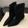 Eilyken Women's Pointed Toe Ankle Boots – Vintage Autumn Winter Thin Heel Booties