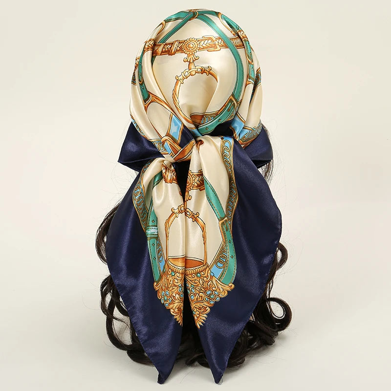 Satin-Feel Square Scarf 90 x 90 cm (35.4 x 35.4 in) – Satin-Look Polyester Hijab, Neckerchief, Shawl & Headscarf for Women