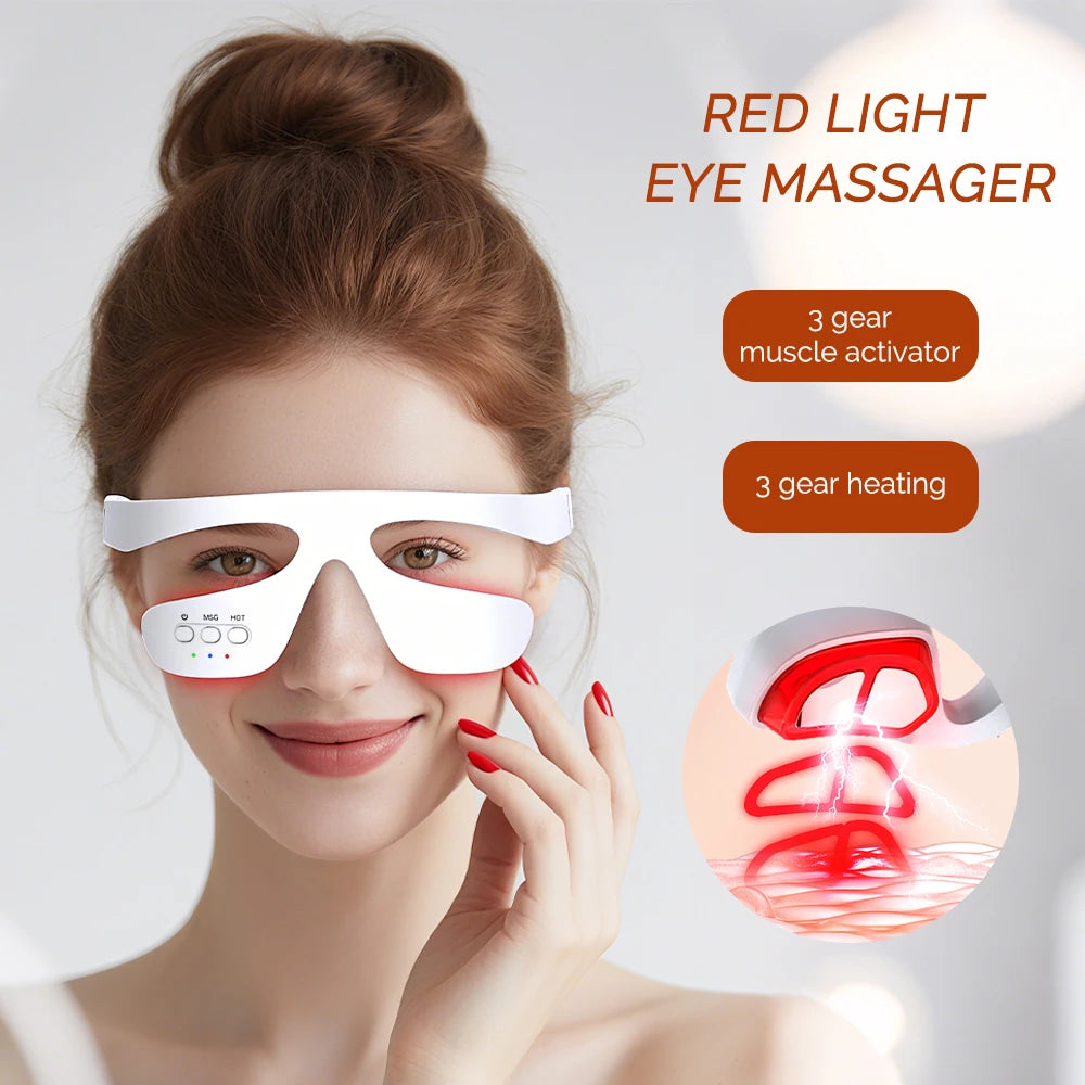 Wireless USB-C Eye Massager — 3-Mode Heat & Red Light for Dark Circles, Puffiness & Eye Fatigue
