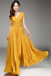 Women’s Boho Deep V-Neck Maxi Dress - Short Sleeve Beach & Party A-Line Chiffon