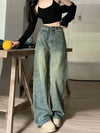 Women's Vintage High-Waist Slimming Wide-Leg Jeans — Casual Bell-Bottom Ankle-Length