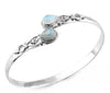 Vintage Ethnic Carved Floral Zirconia Inlaid Adjustable Open Cuff Bracelet - Unisex Party Jewelry