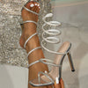 Crystal Ankle-Strap Slingback Sandals for Women Open Toe Stiletto Heels 8cm (3.15 in) Party Prom