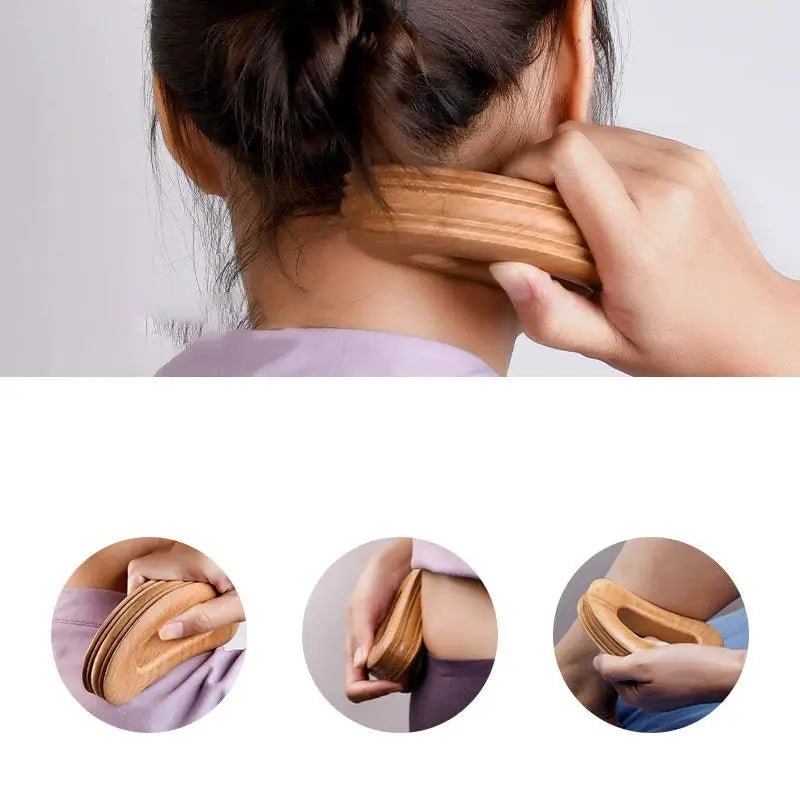 Wooden Handheld Massage Roller and Gua Sha Tool – Full-Body Trigger Point Massager for Women & Men