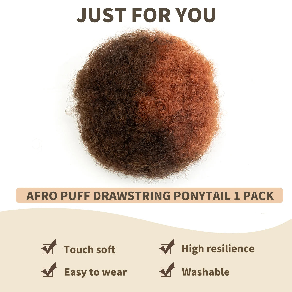 Kinky Curly Remy Human Hair Ponytail Afro Puff Drawstring Clip-In High Bun Updo Extension for Black Women