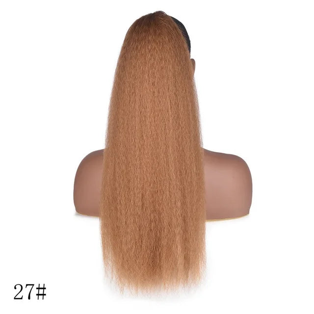 WIGSIN 22-Inch (56 cm) Synthetic Yaki Straight Puff Ponytail Clip-In Drawstring Hair Extension for Women
