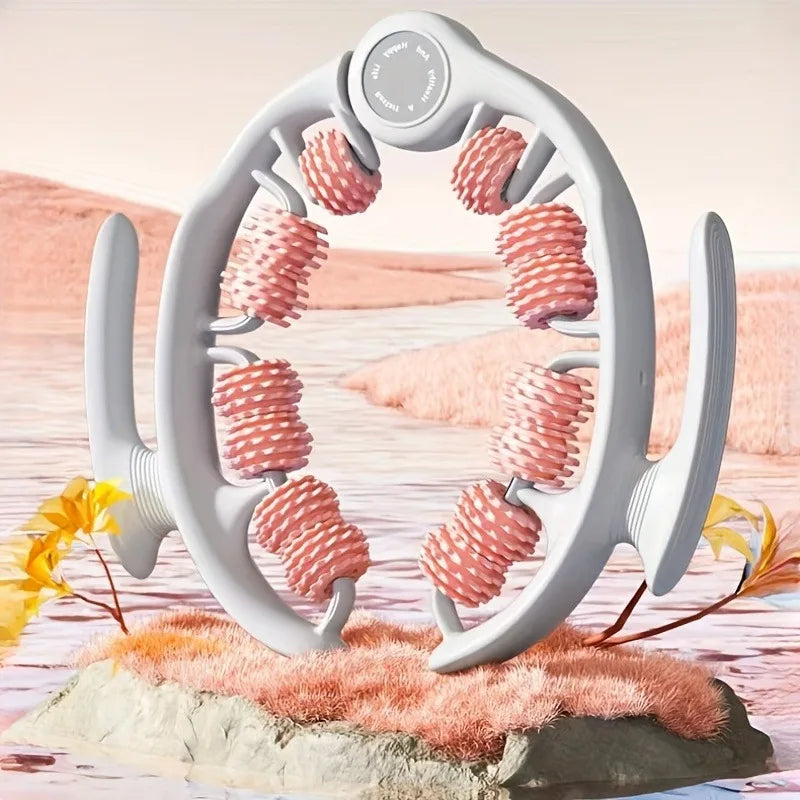 14-Wheel Yoga Fitness Roller with Leg Holders – Deep Tissue Muscle Massager & Mobility Trainer