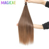 3-Pack 28-Inch (71 cm) Straight Crochet Braids Synthetic Hair Extensions High-Temperature Ombre Blonde Brown Gray