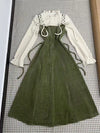 French Vintage Plaid Midi Dress - Women's A-Line Square Neck for Office, Evening & Spring