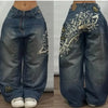 Retro Hip-Hop Stitch Wide-Leg High-Waist Jeans for Women - Loose Casual Korean Streetwear Overalls