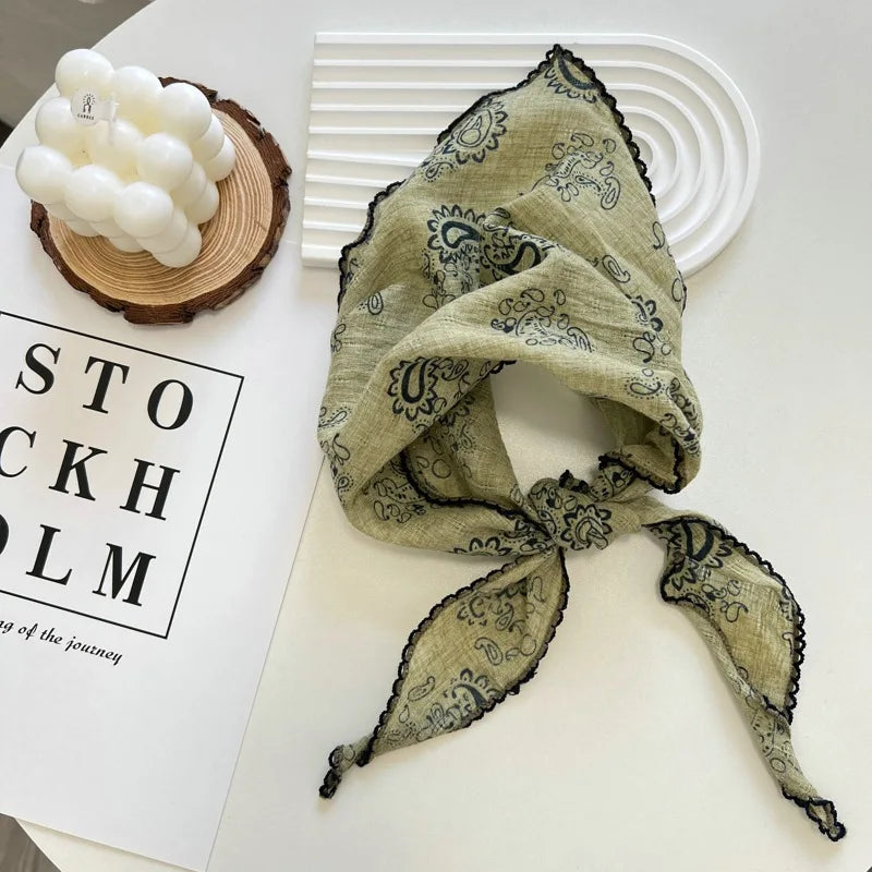 Floral Triangle Scarf for Women - Versatile Neck Shawl, Head Wrap & Bandana, 31.5–39.4 in (80–100 cm), Polyester