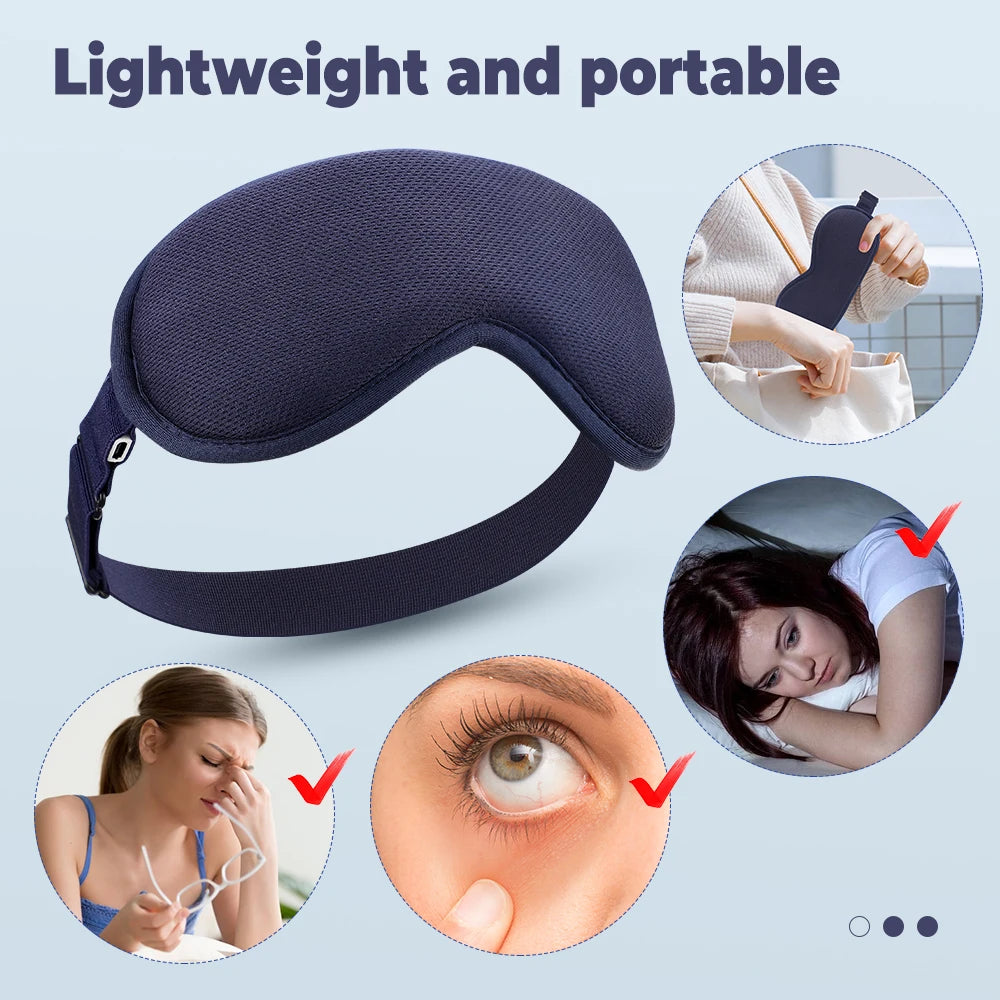 Hot Compress Steam Eye Mask — Electric 3D Vibration Massage, Constant Temperature & 15-Min Smart Timer, Type-C Rechargeable