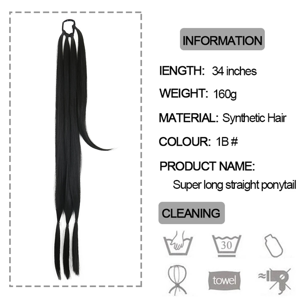DIY Heat-Resistant Synthetic Boxing Braid Ponytail Extension - Silky Straight 160g (Black/Brown)