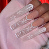 24pc Christmas Press-On Nails Set Medium Long Snowman Santa Snowflake Square Tips