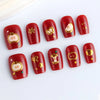24-Pack Christmas Green Snowflake Press-On Nails with Rhinestones – Holiday False Nail Set for Women
