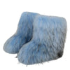 Women's Mid-Calf Faux Fox Fur Snow Boots, Plush Warm Slip-On Furry Winter Boots