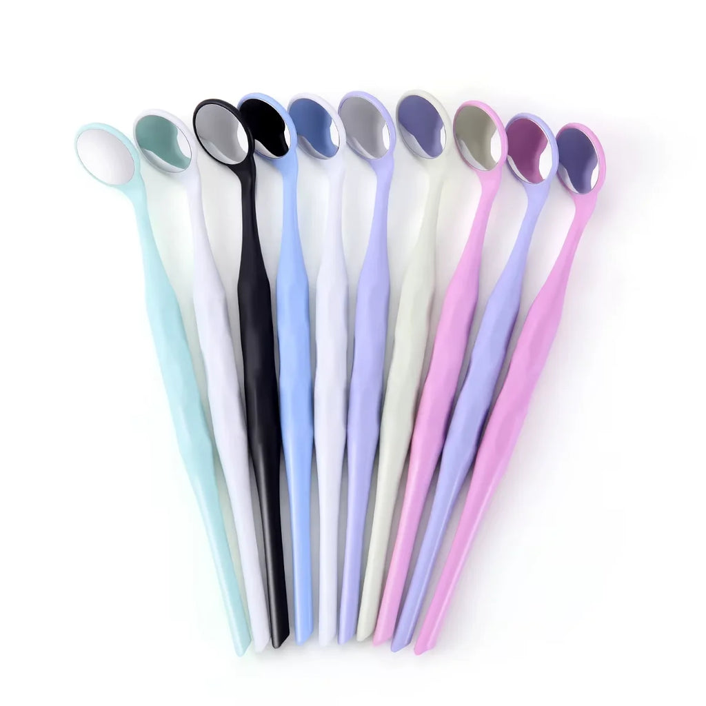 10-Pack Dental Mouth Mirrors Anti-Fog Autoclavable Front-Surface Exam Mirrors with Colorful Ergonomic Handles (17.5 x 2.2 cm / 6.9 x 0.87 in)