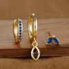 3-Pack 18K Gold Plated Stainless Steel Evil Eye Hoop Earrings with Blue Cubic Zirconia – 20mm (0.79 in) Cartilage Piercing Set for Women