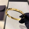 Gold Zircon Cross Nail Bracelet Bangle – Stainless Steel Screw Accent, Unisex Fashion Jewelry