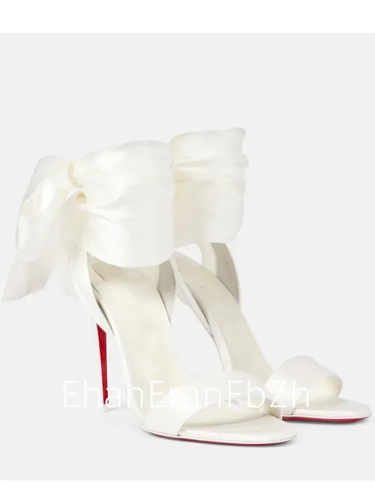 Women's Ankle Strap Stiletto Sandals 8 cm (3.15 in) High Heels Microfiber Wedding & Party Shoes