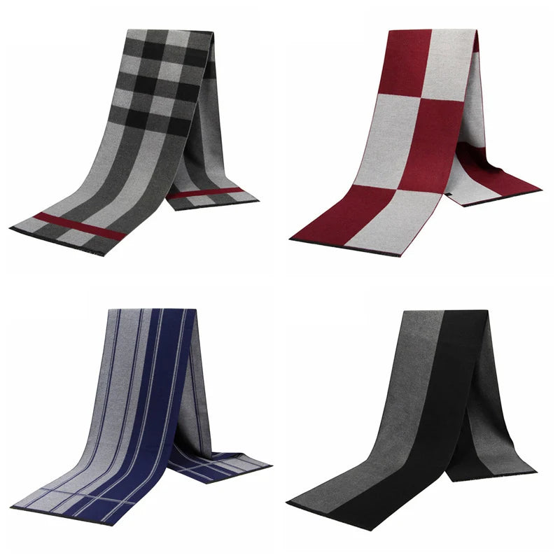 Men's Cashmere-Feel Scarf 180 x 31 cm (71 x 12 in) Plaid Stripe Pashmina Shawl Warm Winter