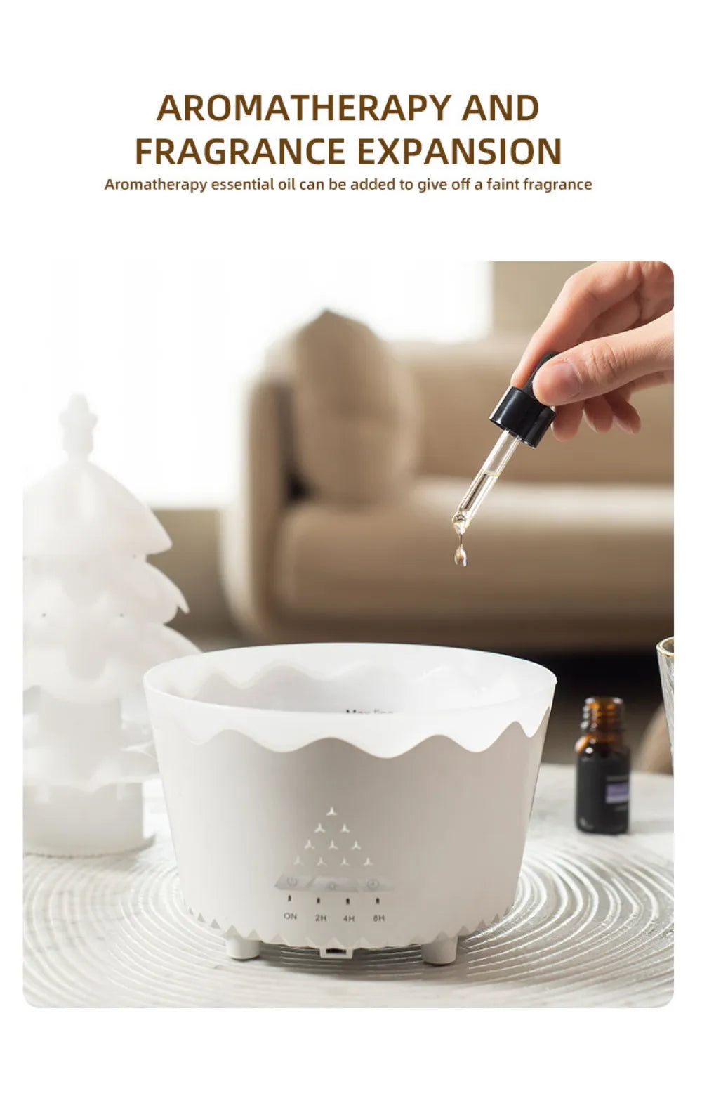 Remote-Controlled Aroma Diffuser Humidifier with RGB Night Light – UFO, Raindrop & Christmas Tree Designs for Home & Office