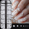 12-Grid Christmas Nail Charms Kit Red & Green Pearlescent Beads Rhinestones Mixed Sizes