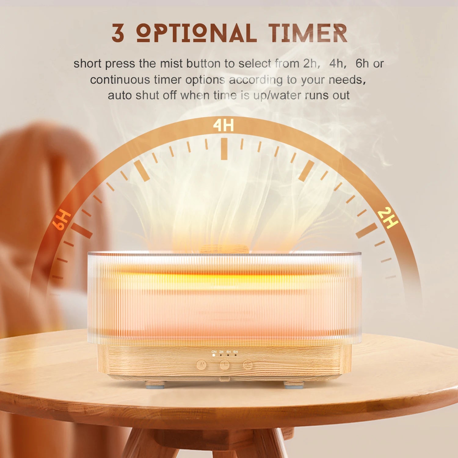 Sejoy 300ml Flame Aroma Diffuser – USB Cool Mist Essential Oil Humidifier with Colorful Night Light & Auto-Off Timer