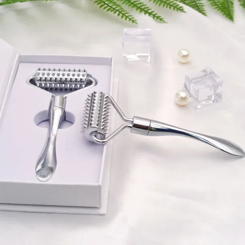 Zinc Alloy Microneedle Derma Roller – Manual Facial & Body Microneedling Tool for Wrinkle Removal & Skin Rejuvenation